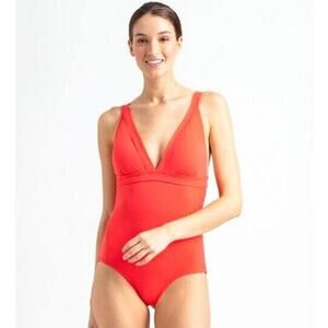 Reyn Spooner Women 8 Swimsuit Red One Piece Monokini Triangle Top Sleeveless NEW